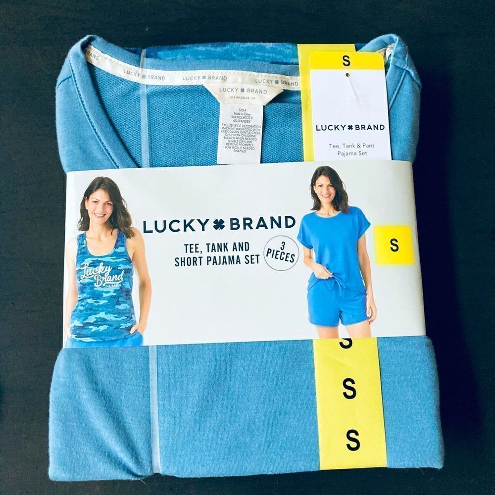 Lucky Brand 3-pc Blue Camo Lounge PJ Shorts Sleep Set